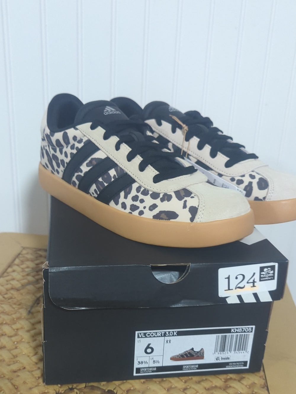 adidas VL Court Leopard Sneakers - Beige/Black/Tan